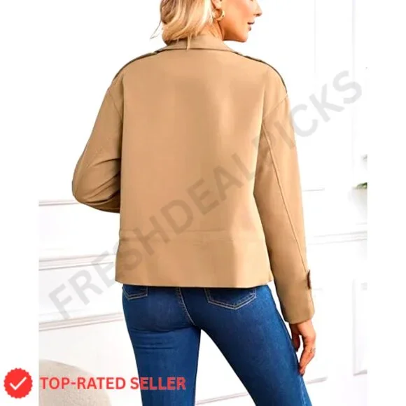 Cropped Bomber Jacket Lightweight Oversized Utility Anorak Coat Women Trendy